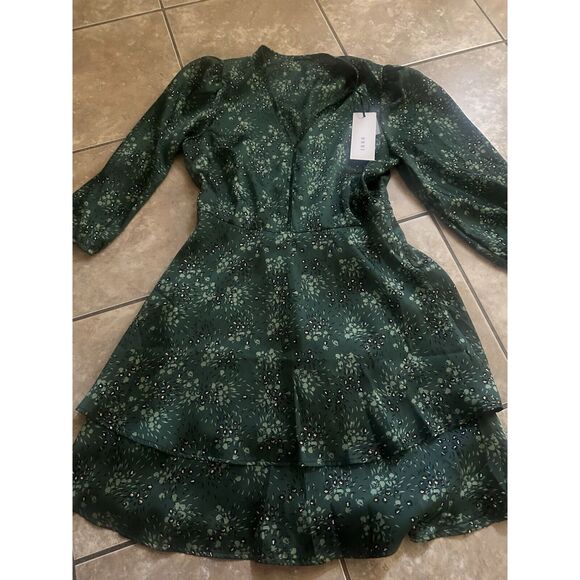 Ikks Dresses & Skirts - NWT IKKS 36 Satin Floral Mini Dress Ruffles Button Accent